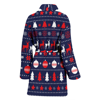 Reindeer Print Design LKS404 Women Bathrobe