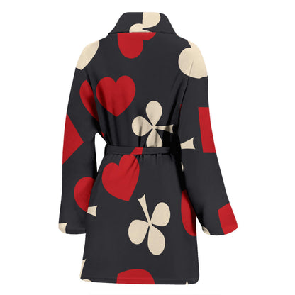 Poker Cards Pattern Print Design A02 Women Bathrobe