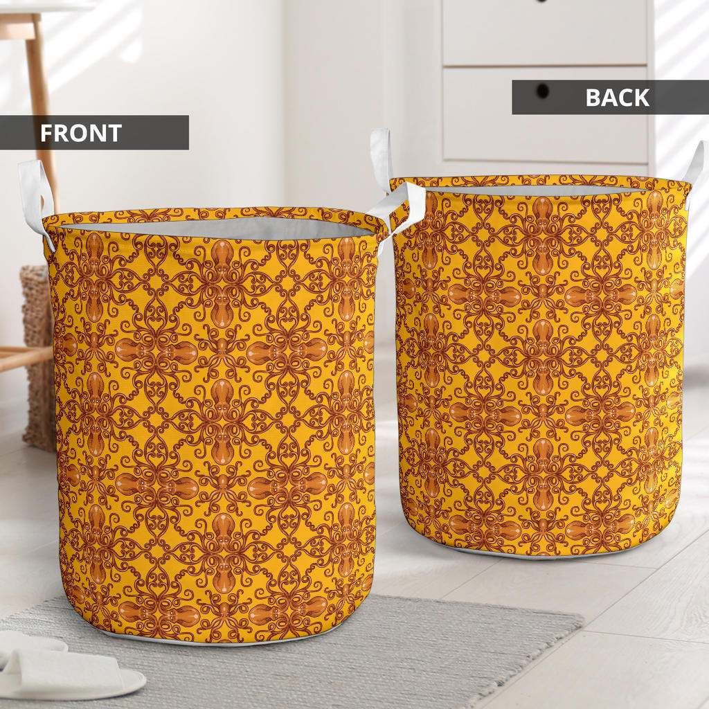 Octopus Background Design Print Laundry Basket