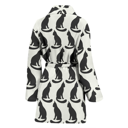 Black Cat Pattern Print Design 02 Women Bathrobe