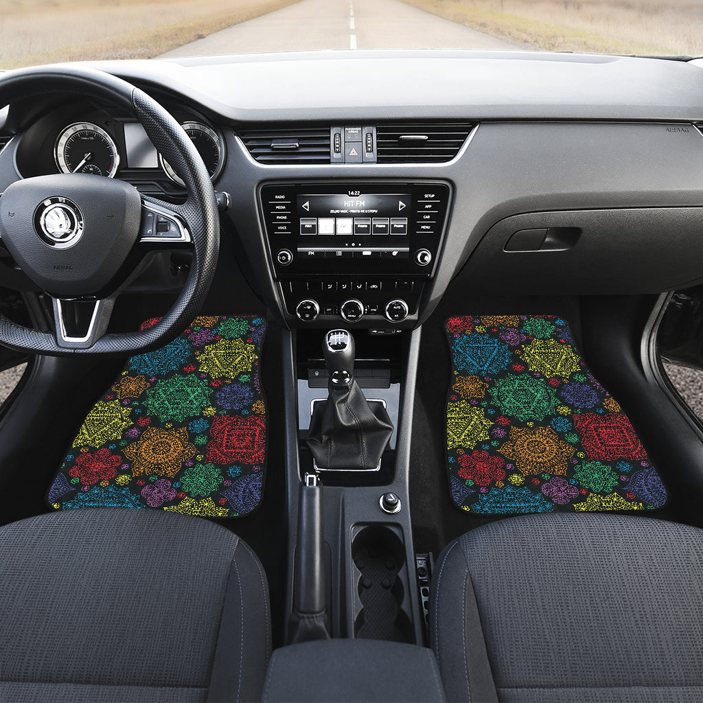 Chakra Mandala Print Pattern Car Floor Mats Front Back