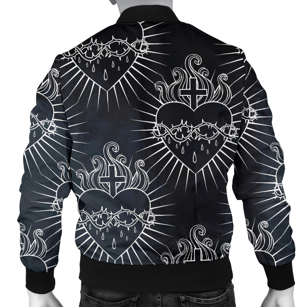 Christian Heart Tattoo Style Men Bomber Jacket