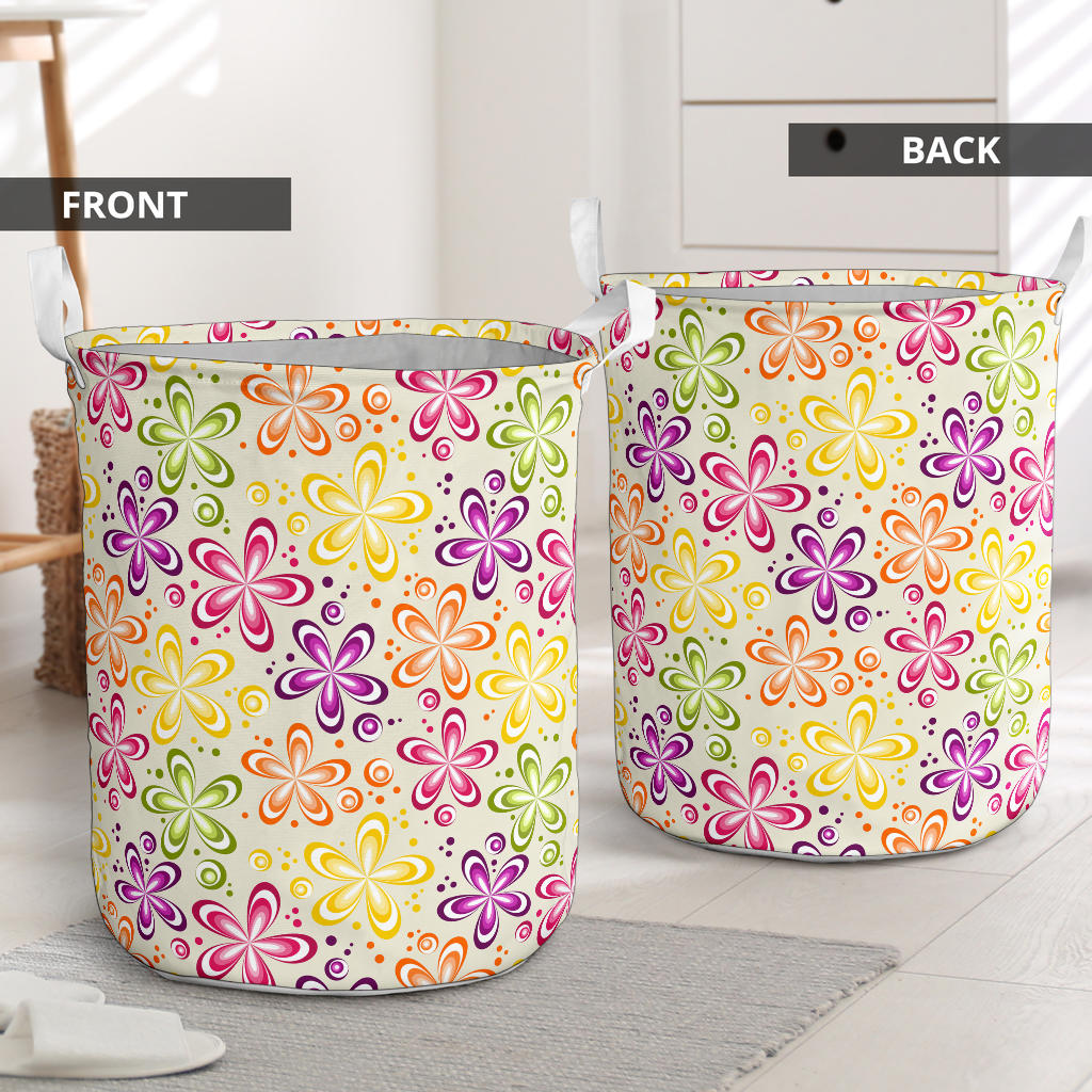 Flower Power Colorful Design Print Laundry Basket