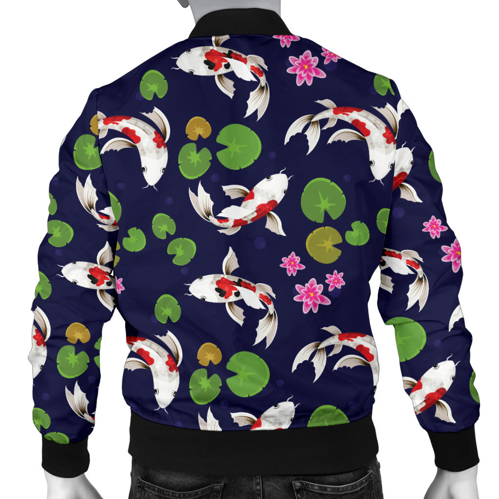 Koi Carp Pattern Design Themed Print Men Bomber Jacket