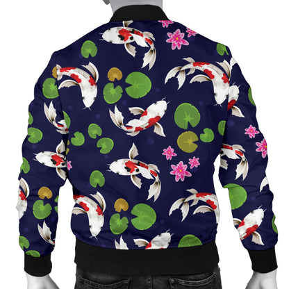 Koi Carp Pattern Design Themed Print Men Bomber Jacket