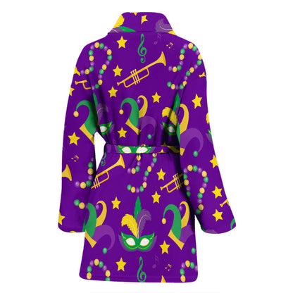 Mardi Gras Pattern Print Design 06 Women Bathrobe
