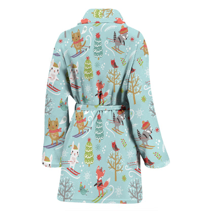Ski Fox Cute Print Design LKS303 Women Bathrobe