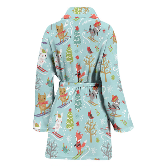 Ski Fox Cute Print Design LKS303 Women Bathrobe