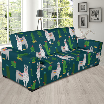 Llama Cactus Pattern Print Design 013 Sofa Slipcover