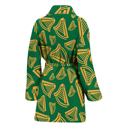 Harp Pattern Print Design 03 Women Bathrobe