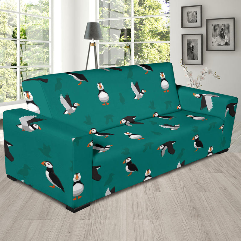 Puffin Pattern Print Design A02 Sofa Slipcover