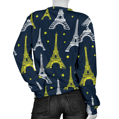 Eiffel Tower Star Print Women Long Sleeve Sweatshirt