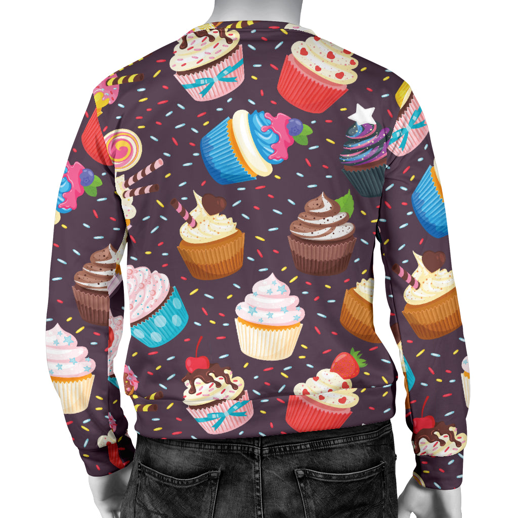 Cupcakes Party Print Pattern Men Long Sleeve Sweatshirt