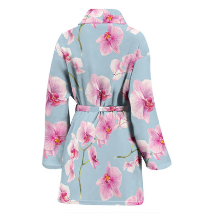Orchid Pattern Print Design A01 Women Bathrobe