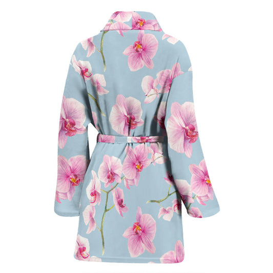 Orchid Pattern Print Design A01 Women Bathrobe