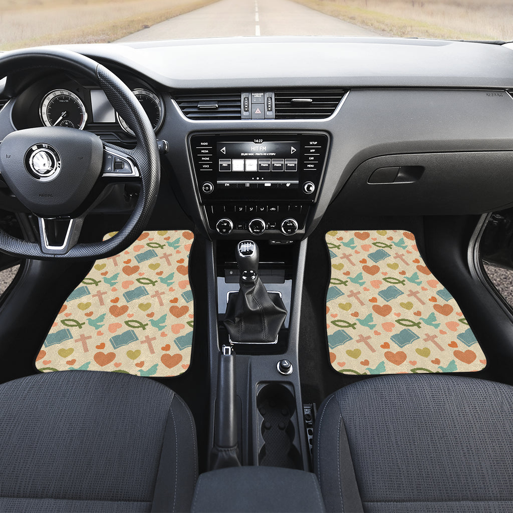 Christian Symbol Pattern Car Floor Mats Front Back