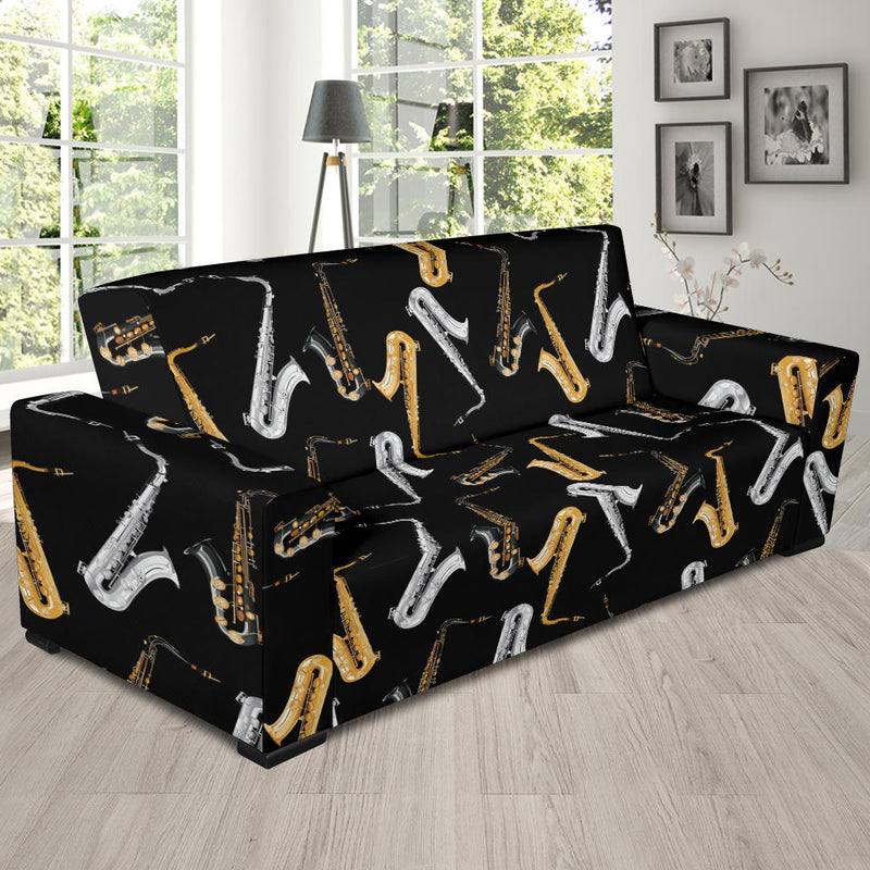 Saxophone Pattern Print Design 01 Sofa Slipcover