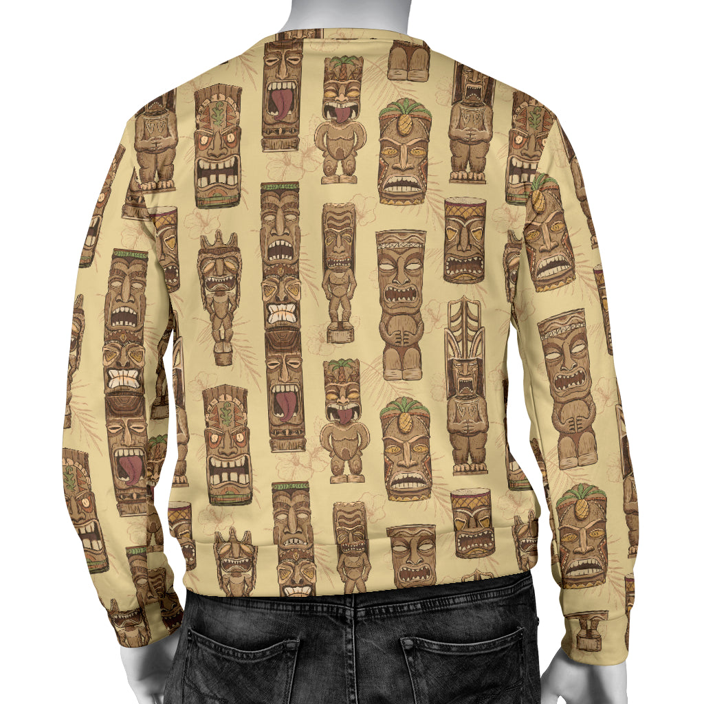 Totem Tiki Style Themed Design Men Long Sleeve Sweatshirt