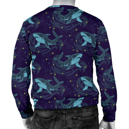 Shark Themed Print Men Long Sleeve Sweatshirt