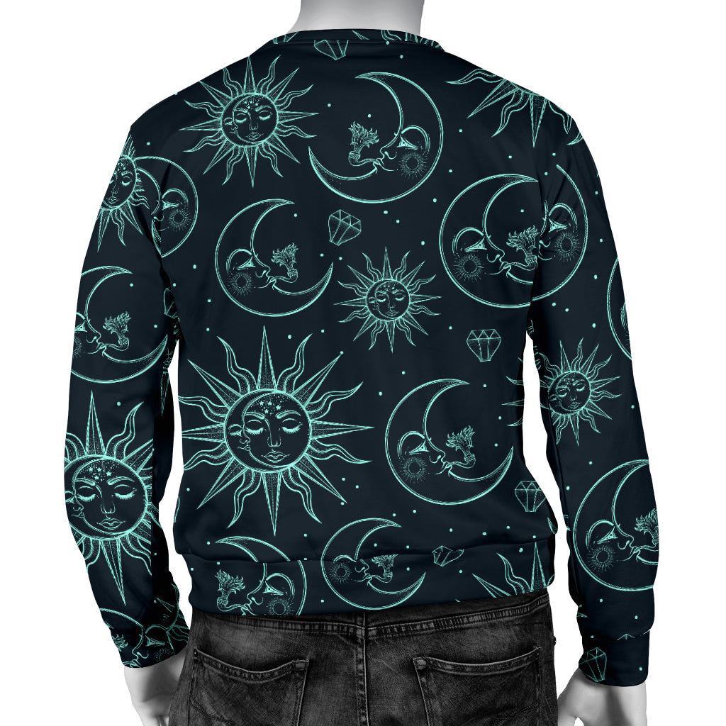 Sun Moon Magic Design Themed Print Men Long Sleeve Sweatshirt
