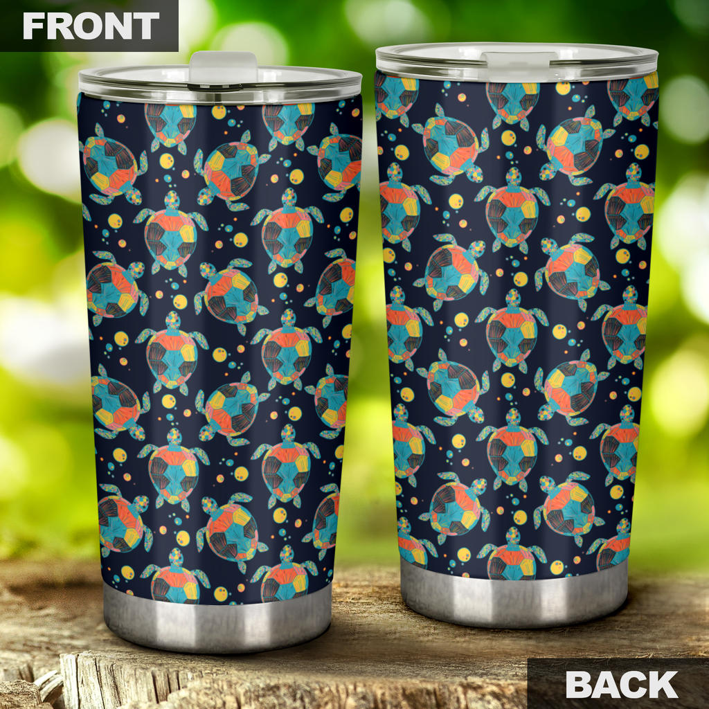 Sea Turtle Colorful with bubble Print Tumbler