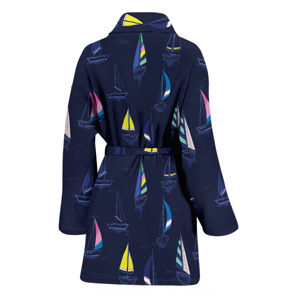 Sailboat Print Design LKS305 Women Bathrobe
