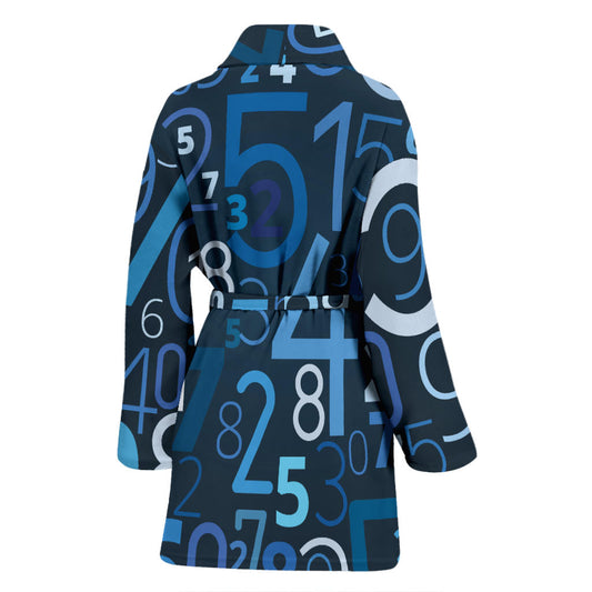 Number Pattern Print Design A02 Women Bathrobe
