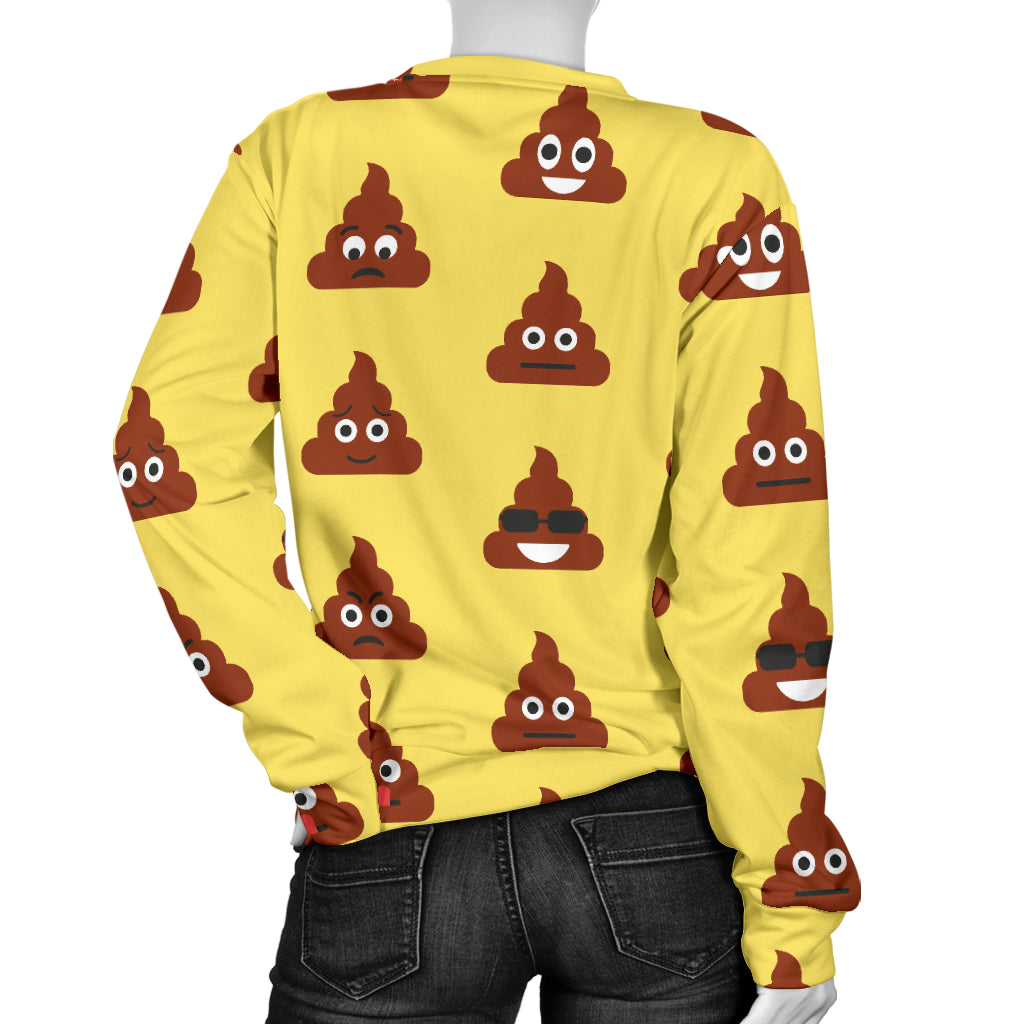 Emoji Poop Print Pattern Women Long Sleeve Sweatshirt