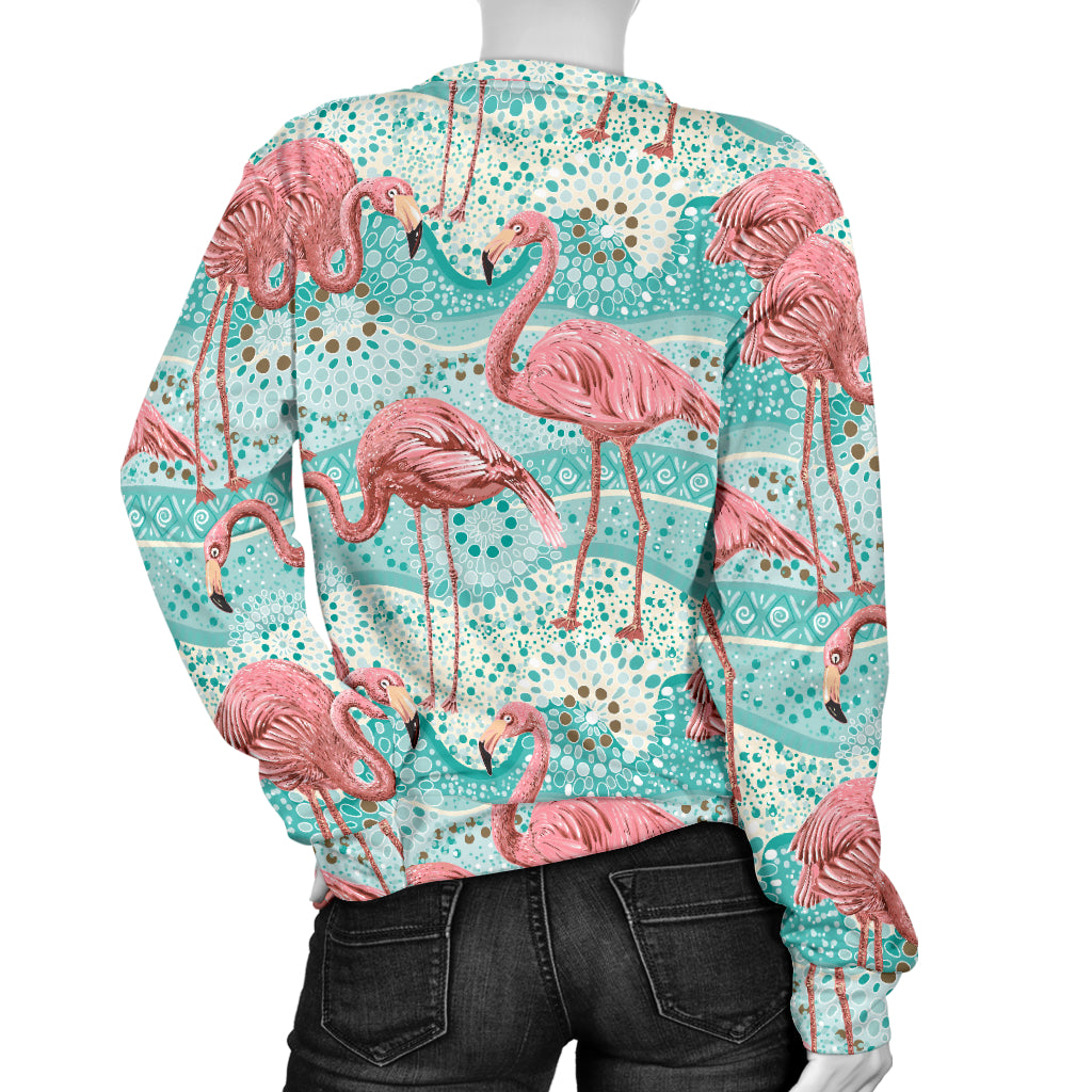 Flamingo Background Themed Print Women Long Sleeve Sweatshirt