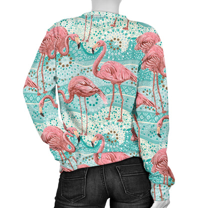Flamingo Background Themed Print Women Long Sleeve Sweatshirt