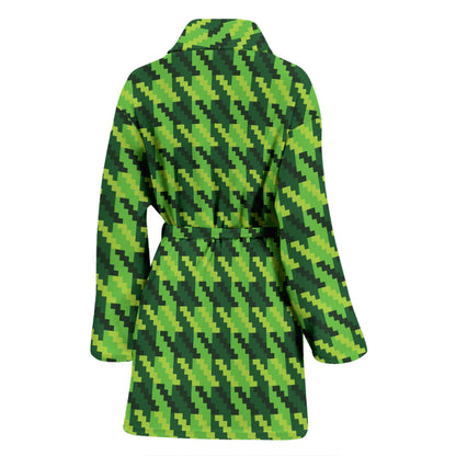 St Patricks Day Houndstooth Pattern Print LKS301 Women Bathrobe