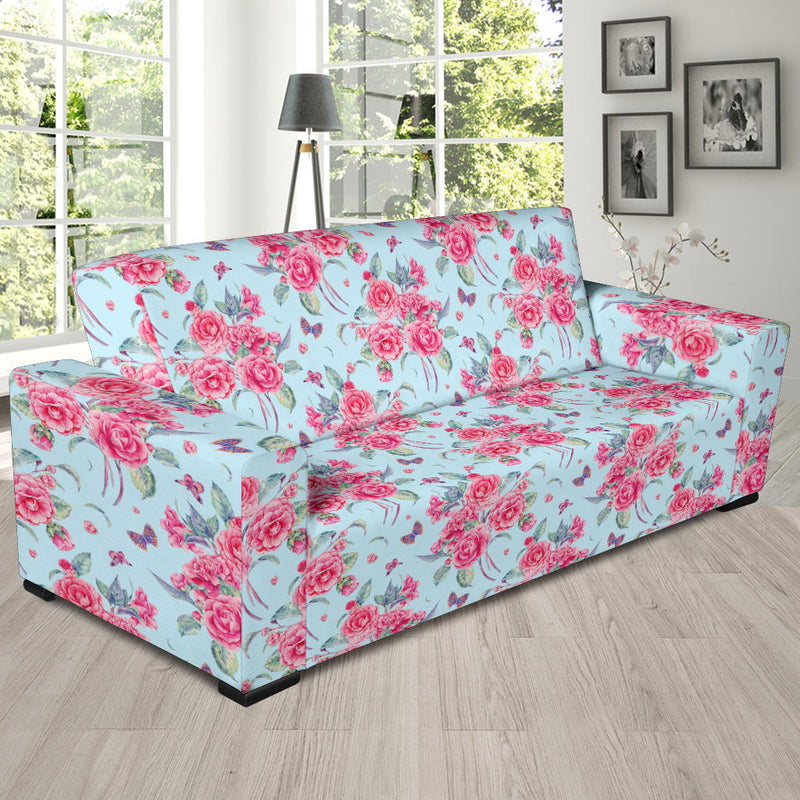 Camellia Pattern Print Design 01 Sofa Slipcover