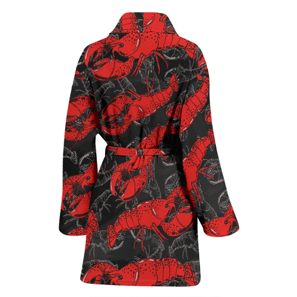 Lobster Pattern Print Design 04 Women Bathrobe