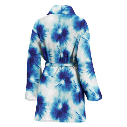 Tie Dye Blue Print Design LKS305 Women Bathrobe