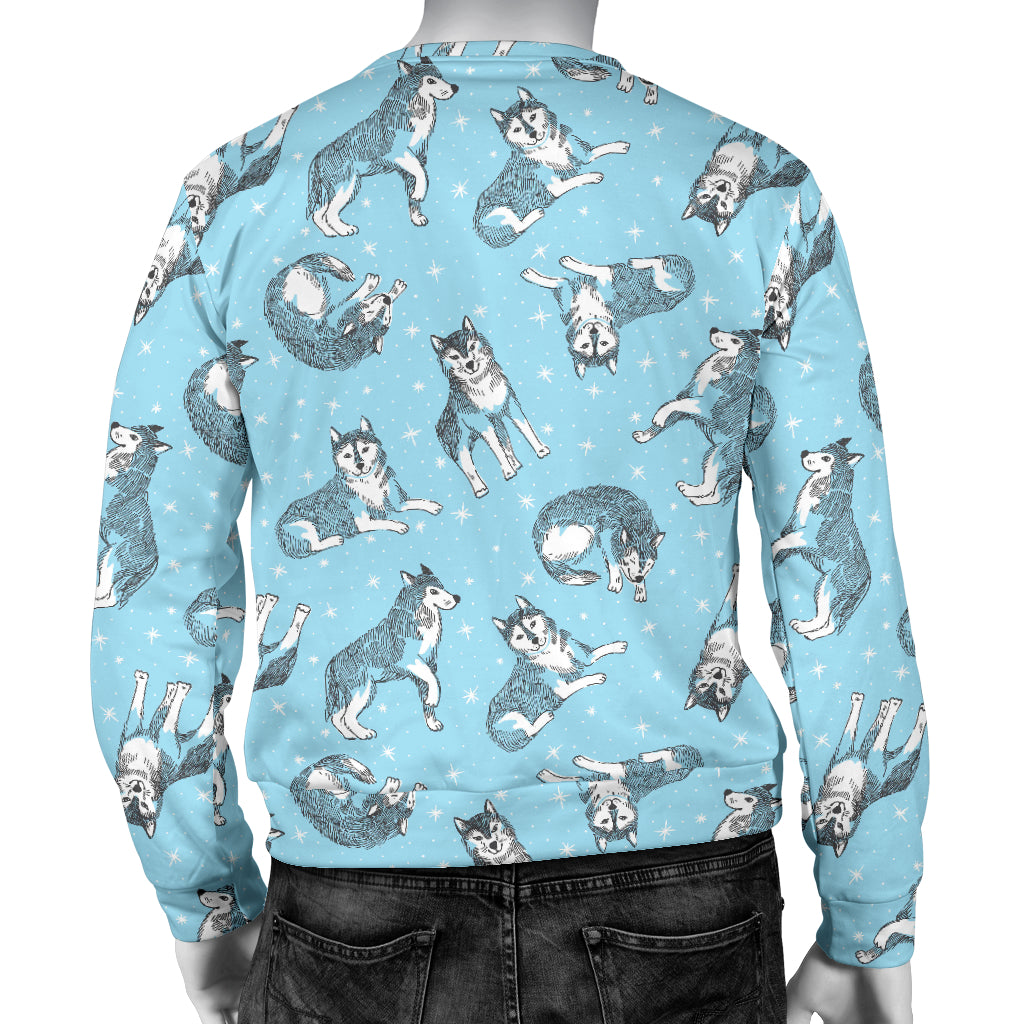 Wolf Design Print Pattern Men Long Sleeve Sweatshirt