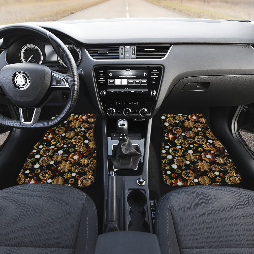 Steampunk Butterfly Design Themed Print Car Floor Mats Front Back