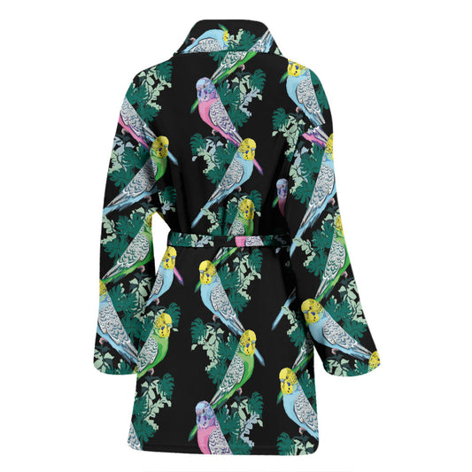 Budgerigar Pattern Print Design 03 Women Bathrobe