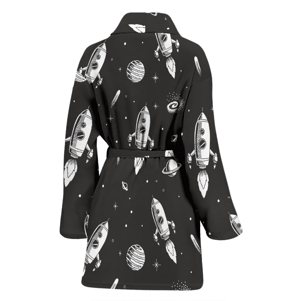 Space Rocket Print Design LKS303 Women Bathrobe