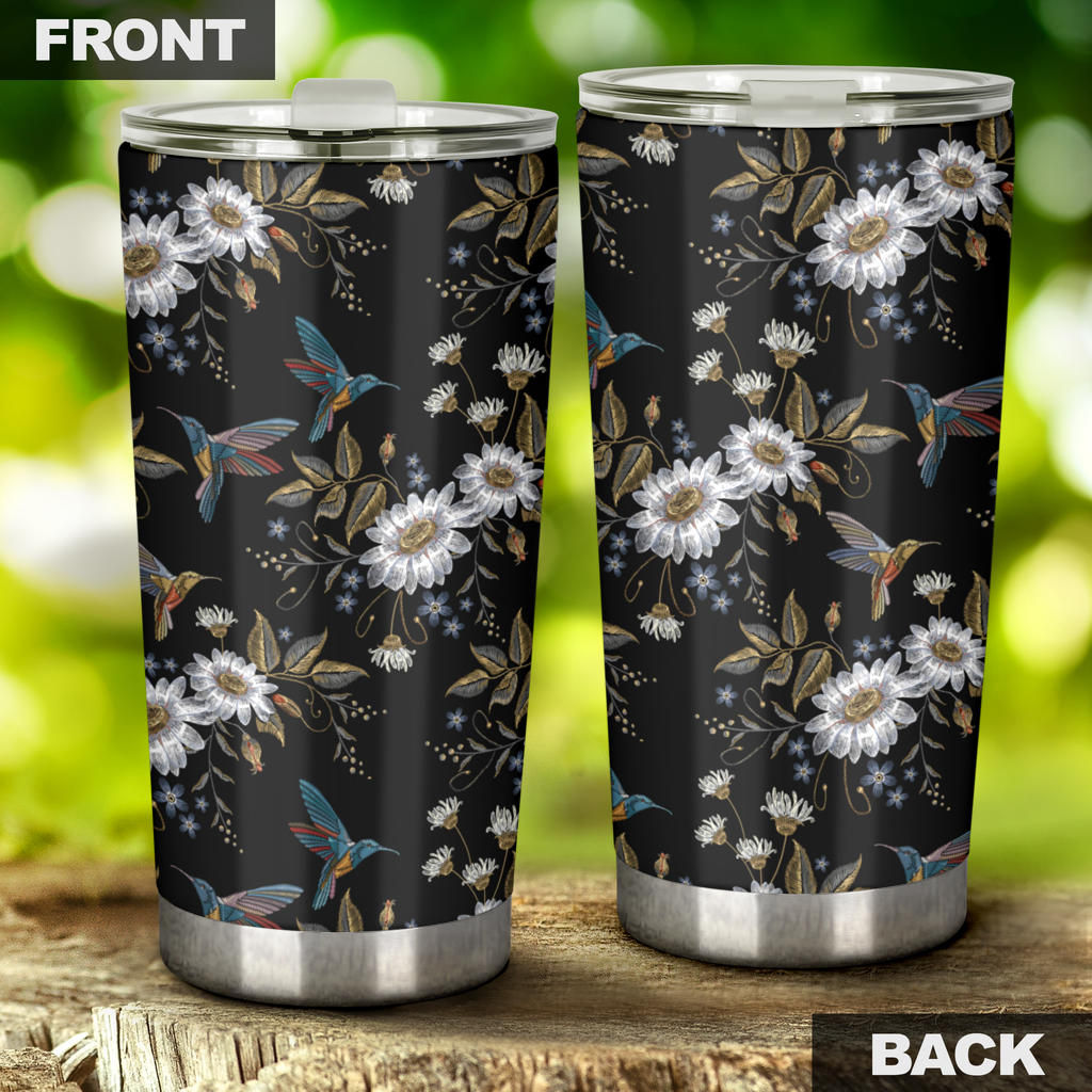 Hummingbird with Embroidery Themed Print Tumbler