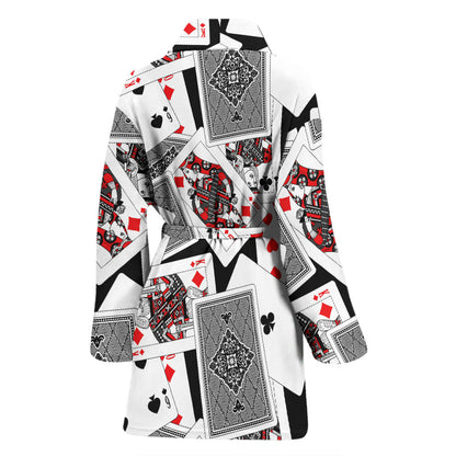 Poker Cards Pattern Print Design A04 Women Bathrobe