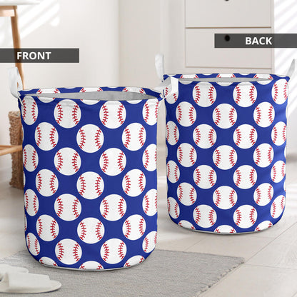 Baseball Blue Background Laundry Basket