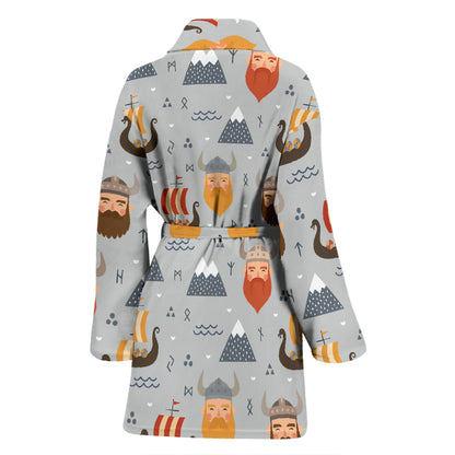 Vikings Print Design LKS307 Women Bathrobe