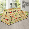 Dachshund Pattern Print Design 06 Sofa Slipcover