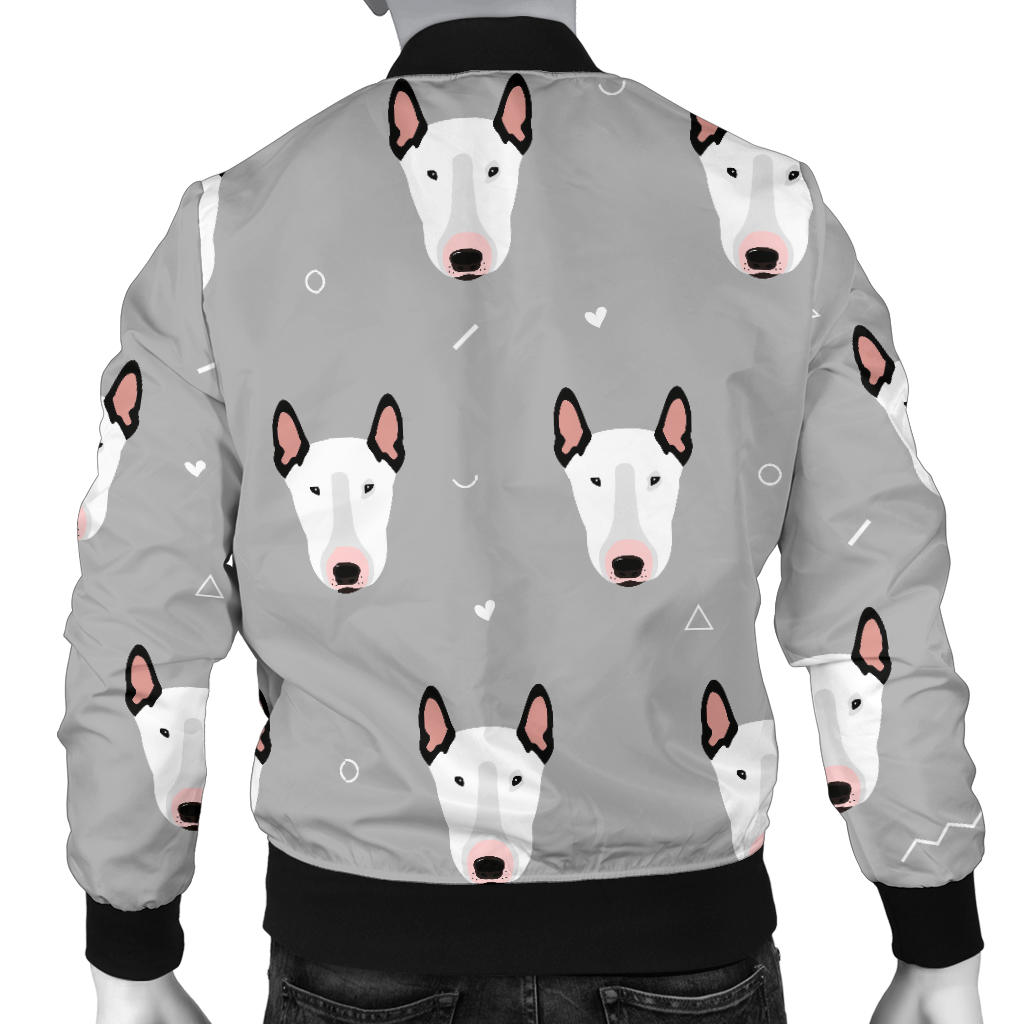 Bull Terrier Head Print Pattern Men Bomber Jacket