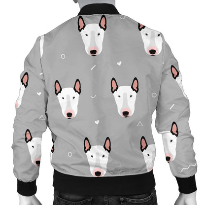 Bull Terrier Head Print Pattern Men Bomber Jacket