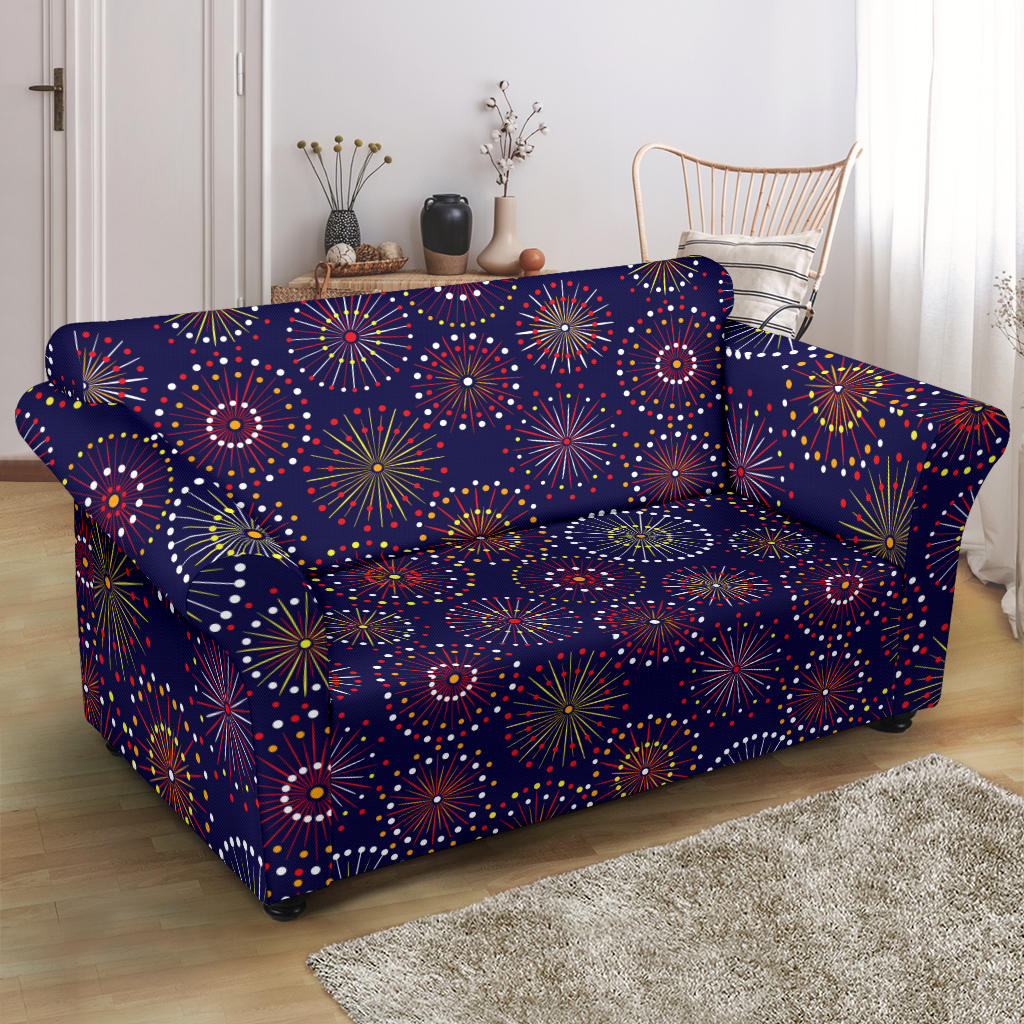Firework Flower Style Print Design LKS302 Loveseat Couch Slipcover