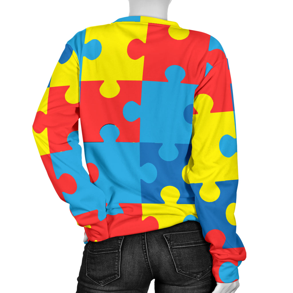 Autism Awareness Puzzles Design Print Women Long Sleeve Sweatshirt