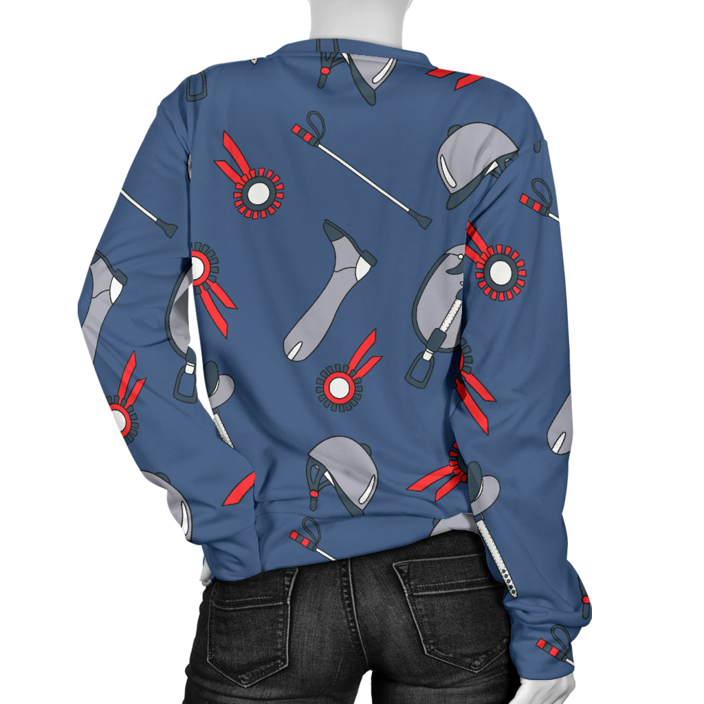 Equestrian Equipment Background Women Long Sleeve Sweatshirt