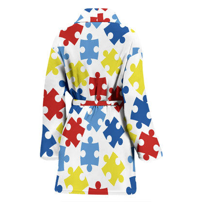 Autism Awareness Pattern Print Design 04 Women Bathrobe