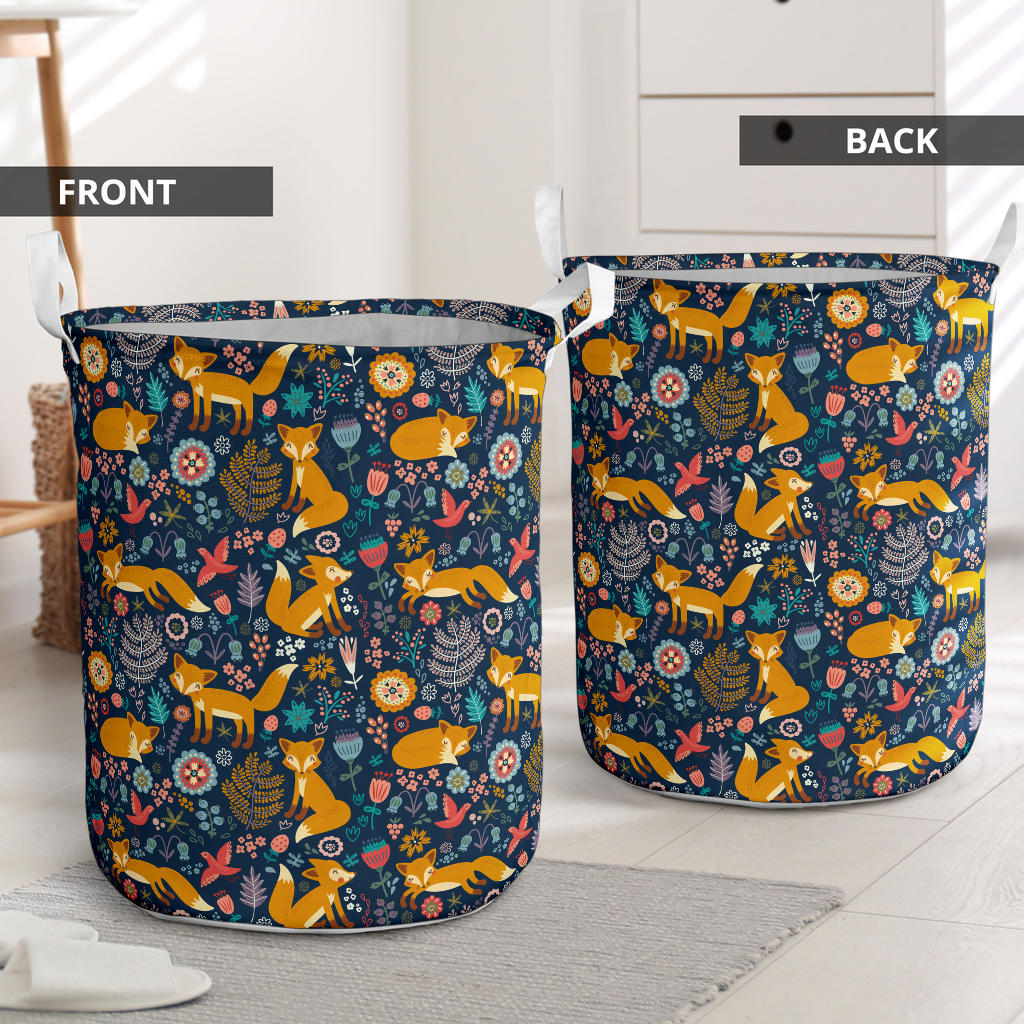 Fox Cute Jungle Print Pattern Laundry Basket